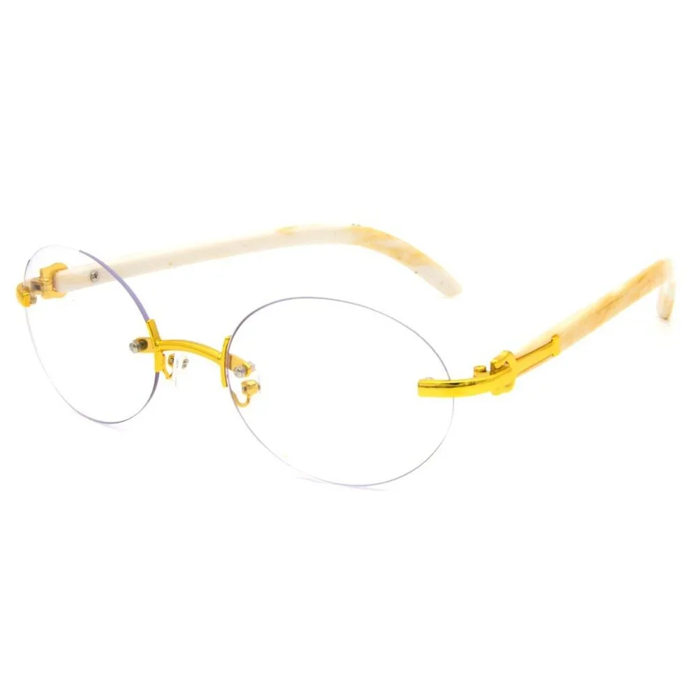 Men‎ Clear Sunglasses Oval Gold Trandy Shades Hip Hop Shades Classic Rimless New